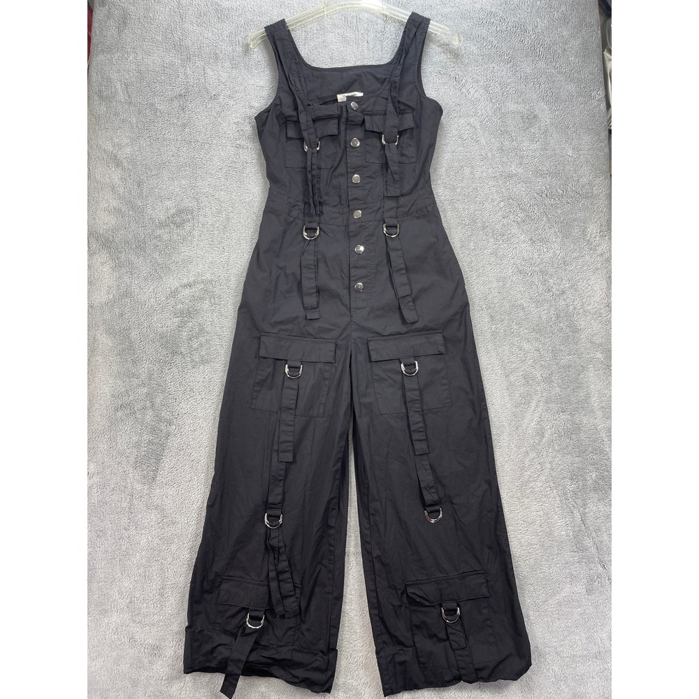 Cherry Mellow Jumpsuit Overalls Women XS Black Cargo Utility D-Ring Straps